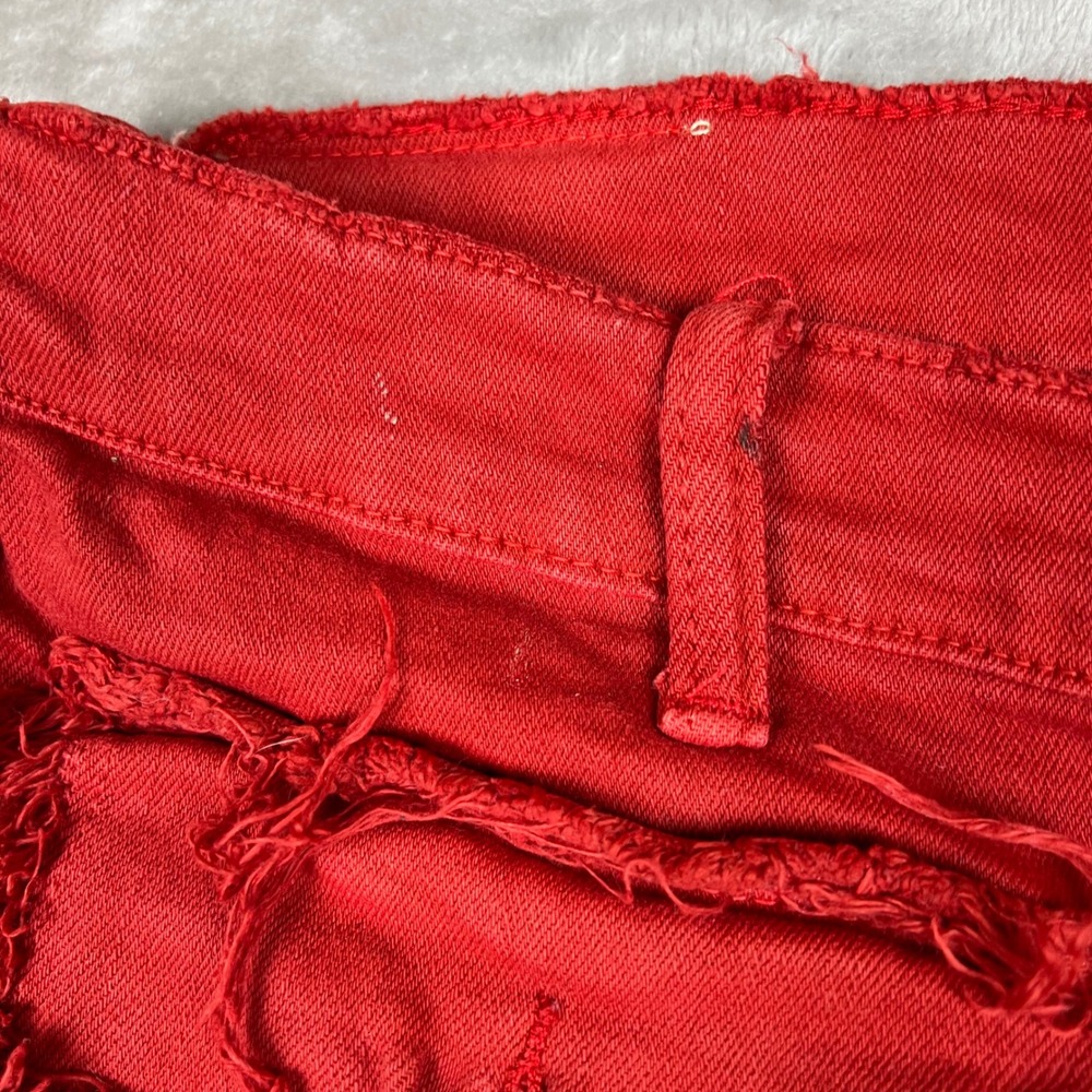 VALABASAS Red Denim Cargo Pants Distressed Ripped D-Ring Flare Leg 38x36 - Picture 6 of 16